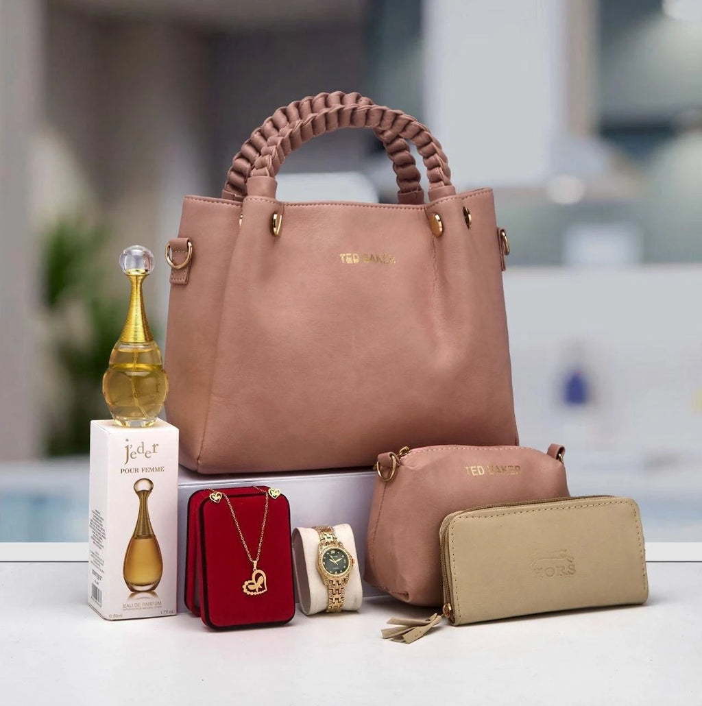 Coffret sac à anses tressées, maroquinerie et accessoires — Rose