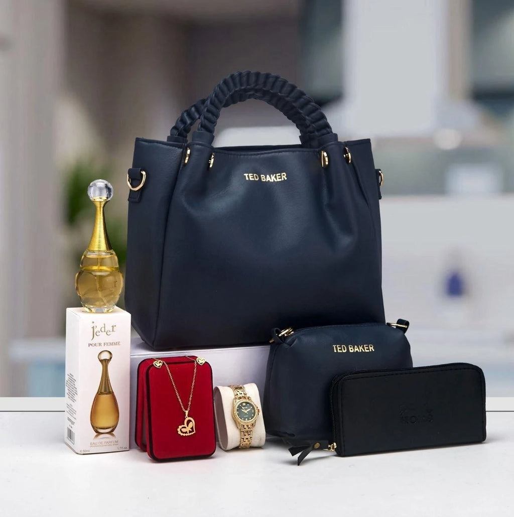 Coffret sac à anses tressées, maroquinerie et accessoires — Bleu marine