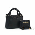 Duo sac à anses tressées et pochette assortie — Noir