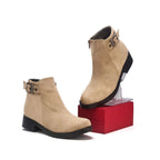 Bottines femme à boucle et aspect velouté — Beige