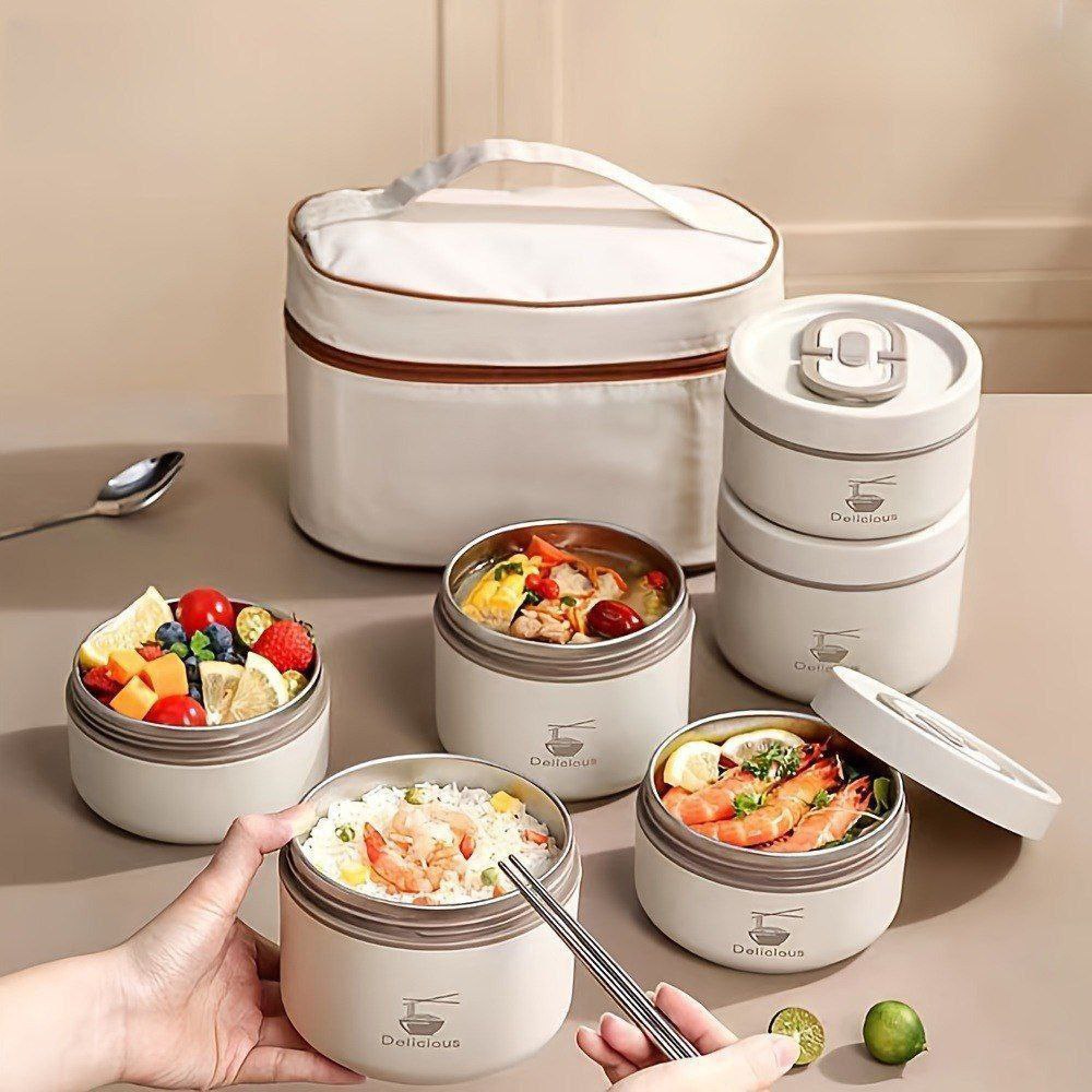 Lunch Box Isotherme Inox 304 Double Compartiment + Sac Thermique | Boîte Repas Étanche Portable Bureau, École & Voyage