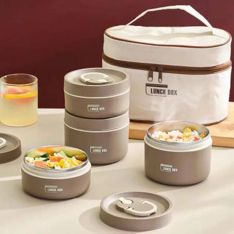 Lunch Box Isotherme Inox 304 Double Compartiment + Sac Thermique | Boîte Repas Étanche Portable Bureau, École & Voyage