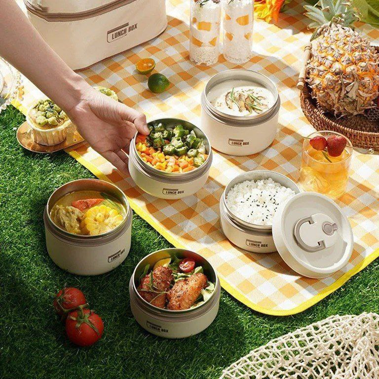 Lunch Box Isotherme Inox 304 Double Compartiment + Sac Thermique | Boîte Repas Étanche Portable Bureau, École & Voyage