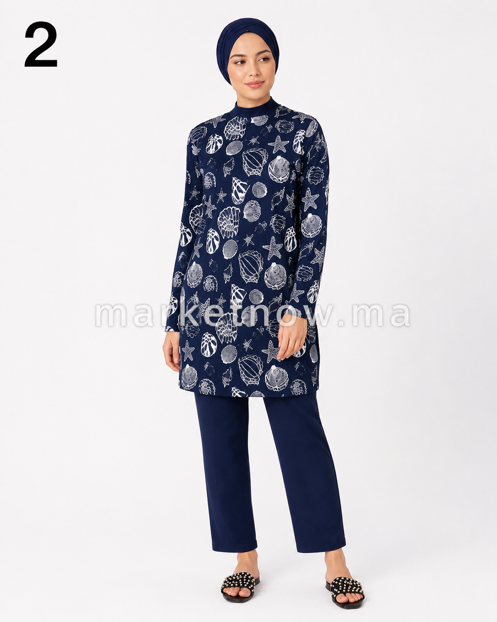 Burkini Femme 3 Pièces avec Robe, Pantalon et Bonnet – Tailles S à 2XL