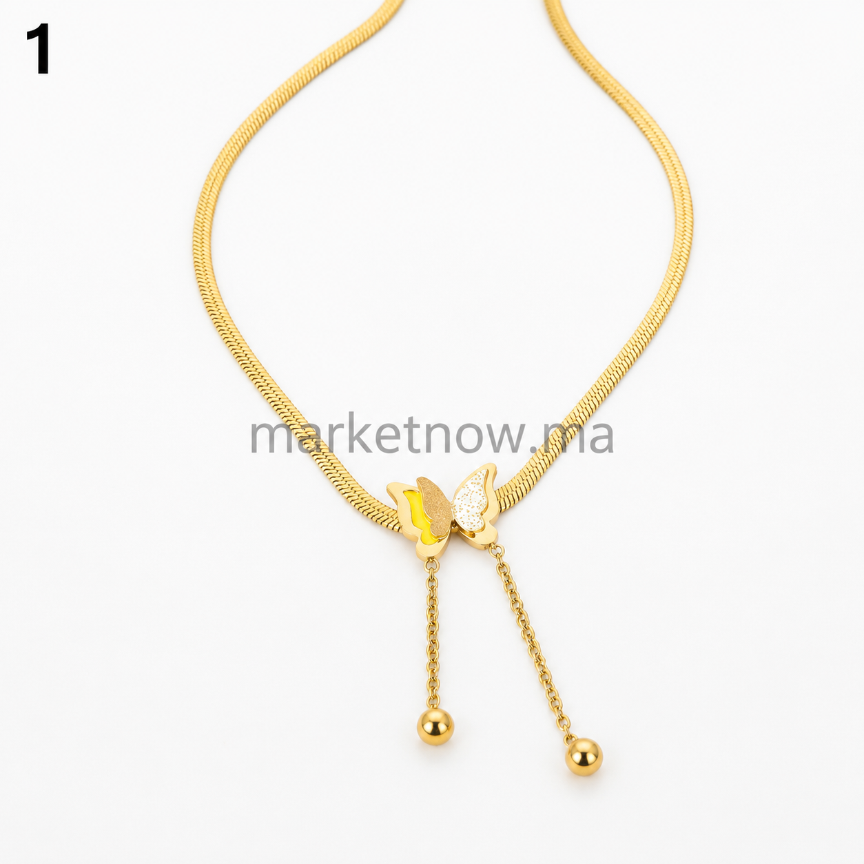 Collier Papillon Doré en Acier Inoxydable – Élégant et Résistant à la Rouille