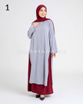 Ensemble Abaya Femme 3 Pièces Zahra en Crêpe – Gilet, Abaya Ouverte et Grand Foulard | L à 3XL
