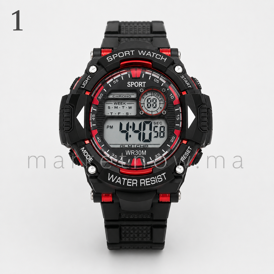 Montre Sport Homme Digitale – Résistante à l’Eau et aux Chocs