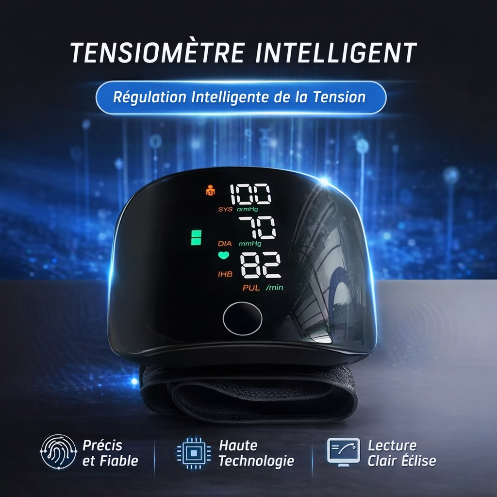 Tensiomètre de Poignet Rechargeable USB – Mesure Rapide & Écran Clair