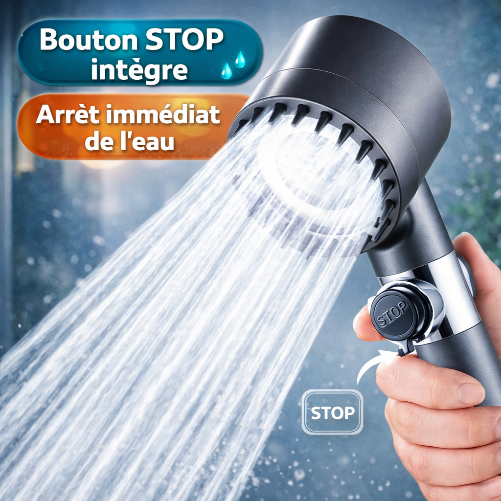 Pommeau de douche haute pression (avec filtration)