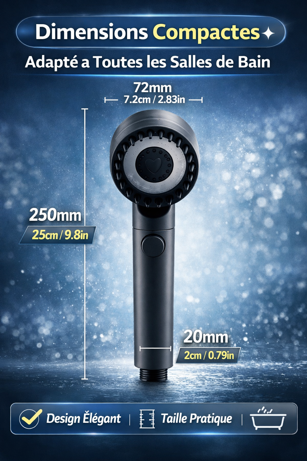 Pommeau de douche haute pression (avec filtration)