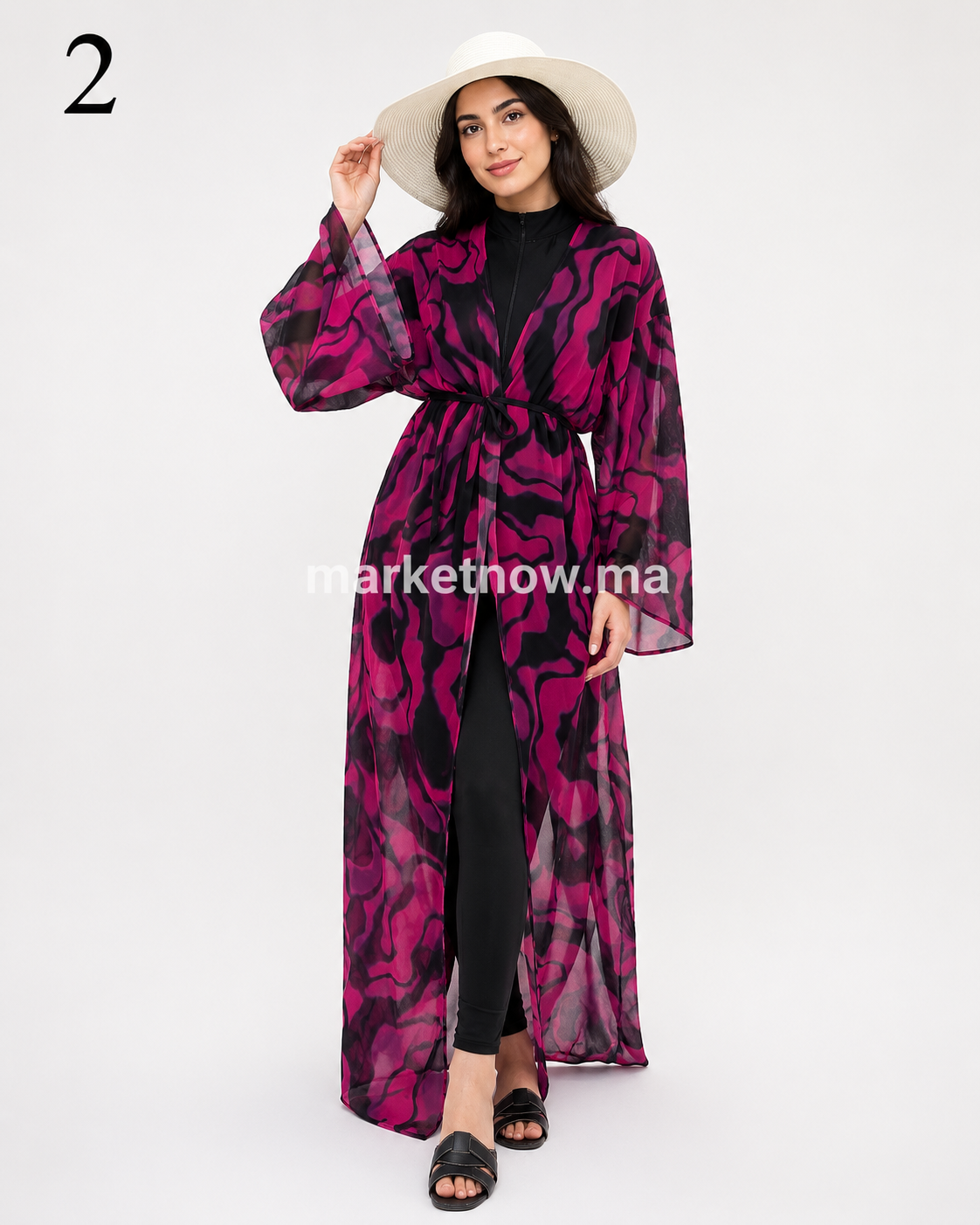 Burkini Femme 5 Pièces Miami Color avec Kimono Mousseline & Ceinture – Tailles S à XXL