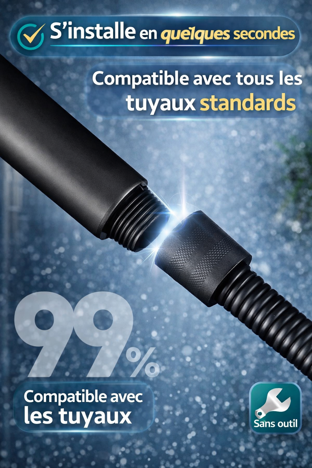 Pommeau de douche haute pression (avec filtration)