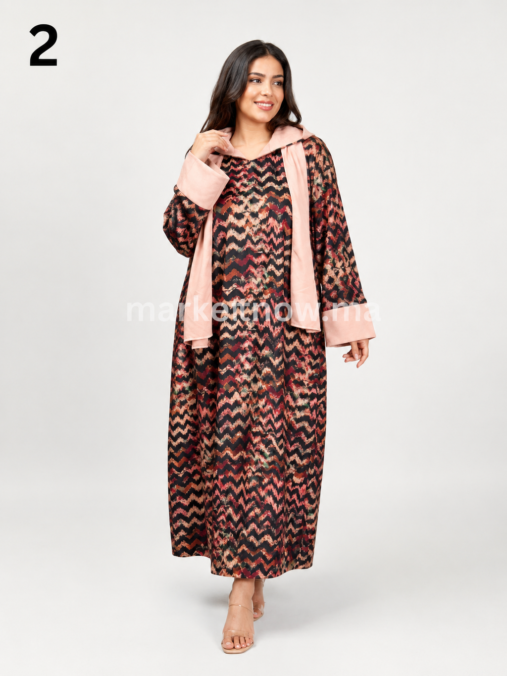Djellaba Femme Ample avec Foulard en Tissu Foudan – Taille Standard