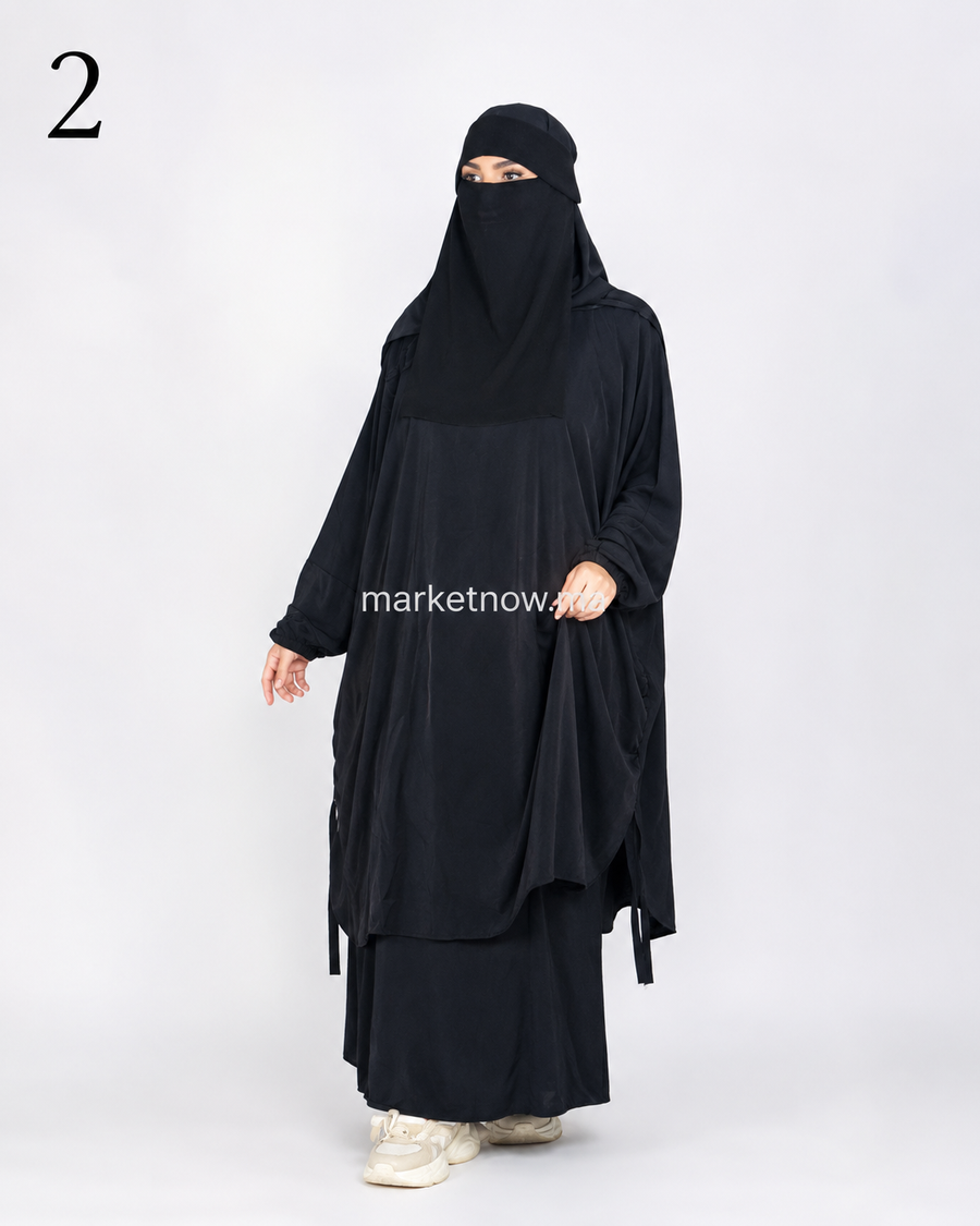 Ensemble Khimar avec Niqab 4 Pièces en Crêpe Zahra – Élégant et Modeste