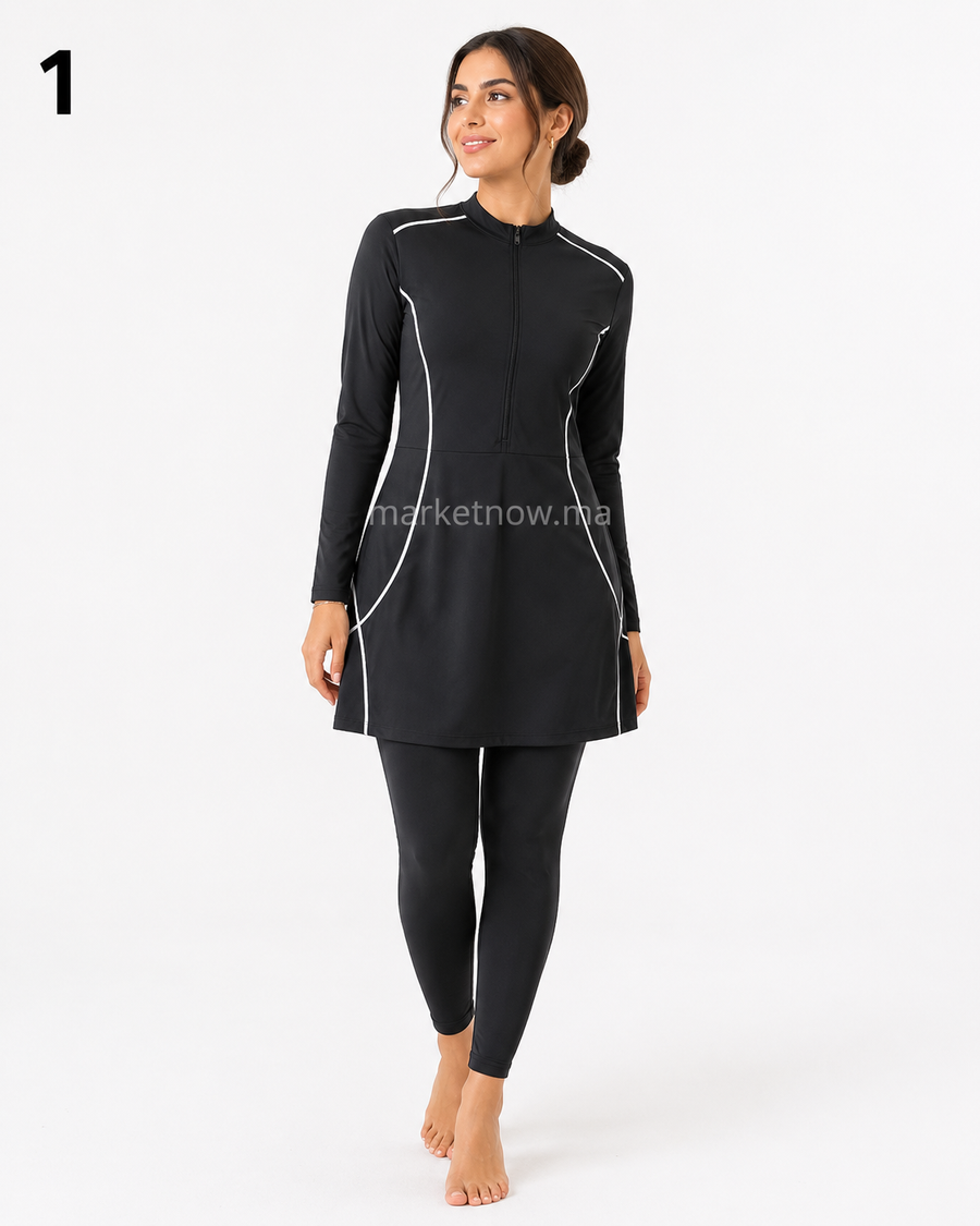 Burkini Femme 4 Pièces avec Robe et Hijab – Grandes Tailles S à XL