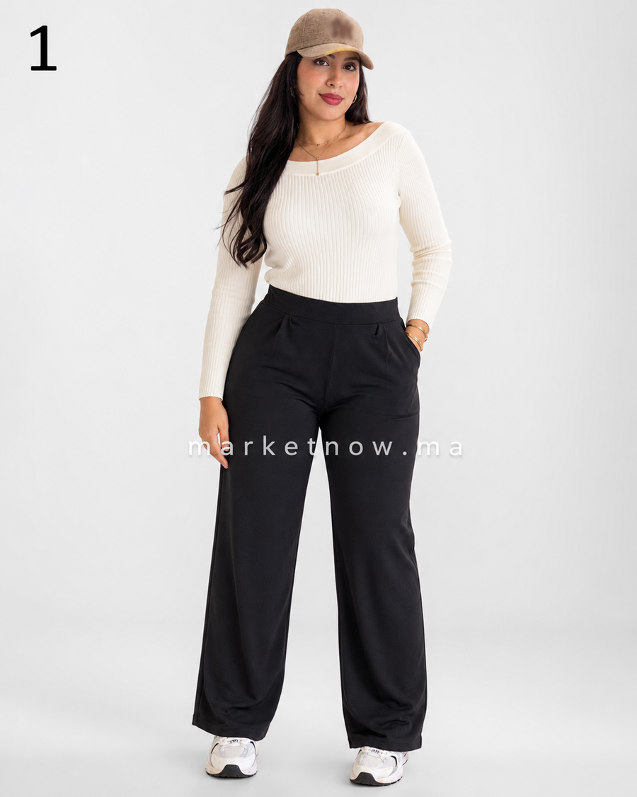 Pantalon Femme Large en Lycra Montoni – Confort & Élégance