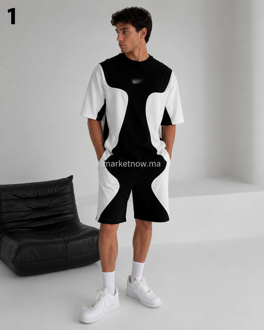 Ensemble Homme Sport Chic – T-shirt & Short Bicolore