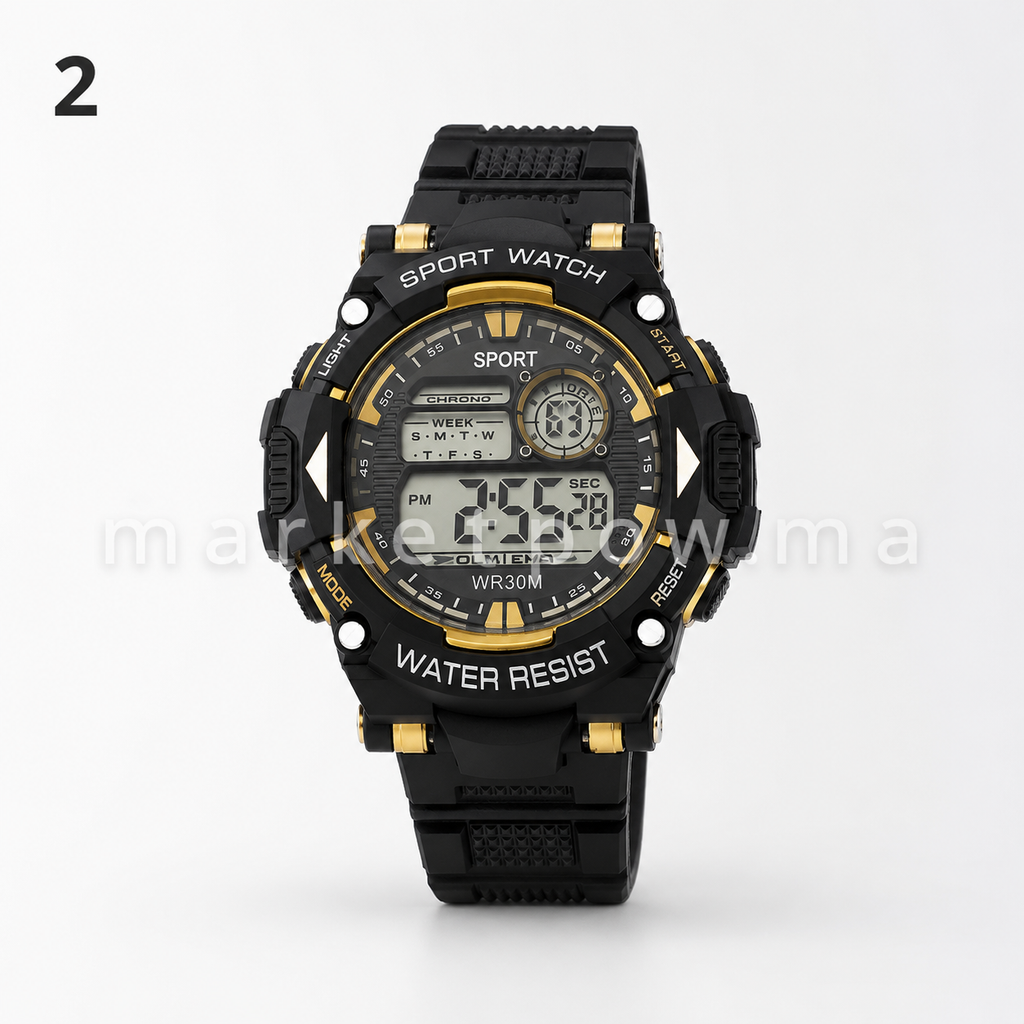 Montre Sport Homme Digitale – Résistante à l’Eau et aux Chocs