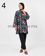 Burkini Multicolore 4 Pièces avec Pantalon Large