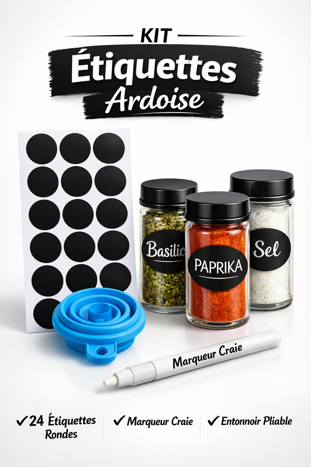 Organiseur à Épices Rotatif 360° – Roue avec 18 Pots en Verre Hermétiques | Gain de Place & Design Élégant