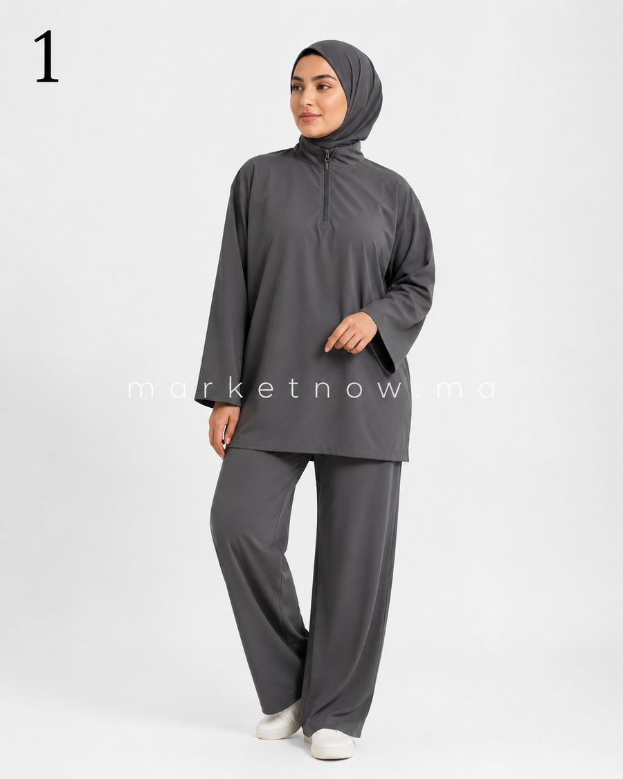 Burkini Femme 4 Pièces Élégant – Tunique, Pantalon, Bonnet et Hijab | S à 2XL