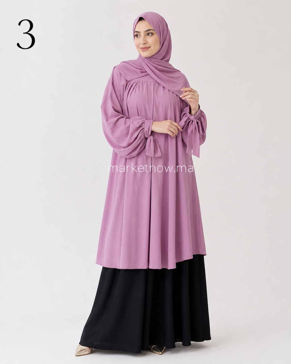 Ensemble Khimar Femme 3 Pièces avec Liens aux Poignets – Élégant et Modeste