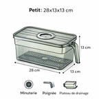 Pack 3 Boîtes de Rangement Frigo Hermétiques & Empilables – Minuterie Date + Plateau Égouttage + Poignée (PP/PET)