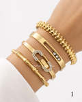 Ensemble de 4 Bracelets Femme en Acier Inoxydable – Doré & Élégant