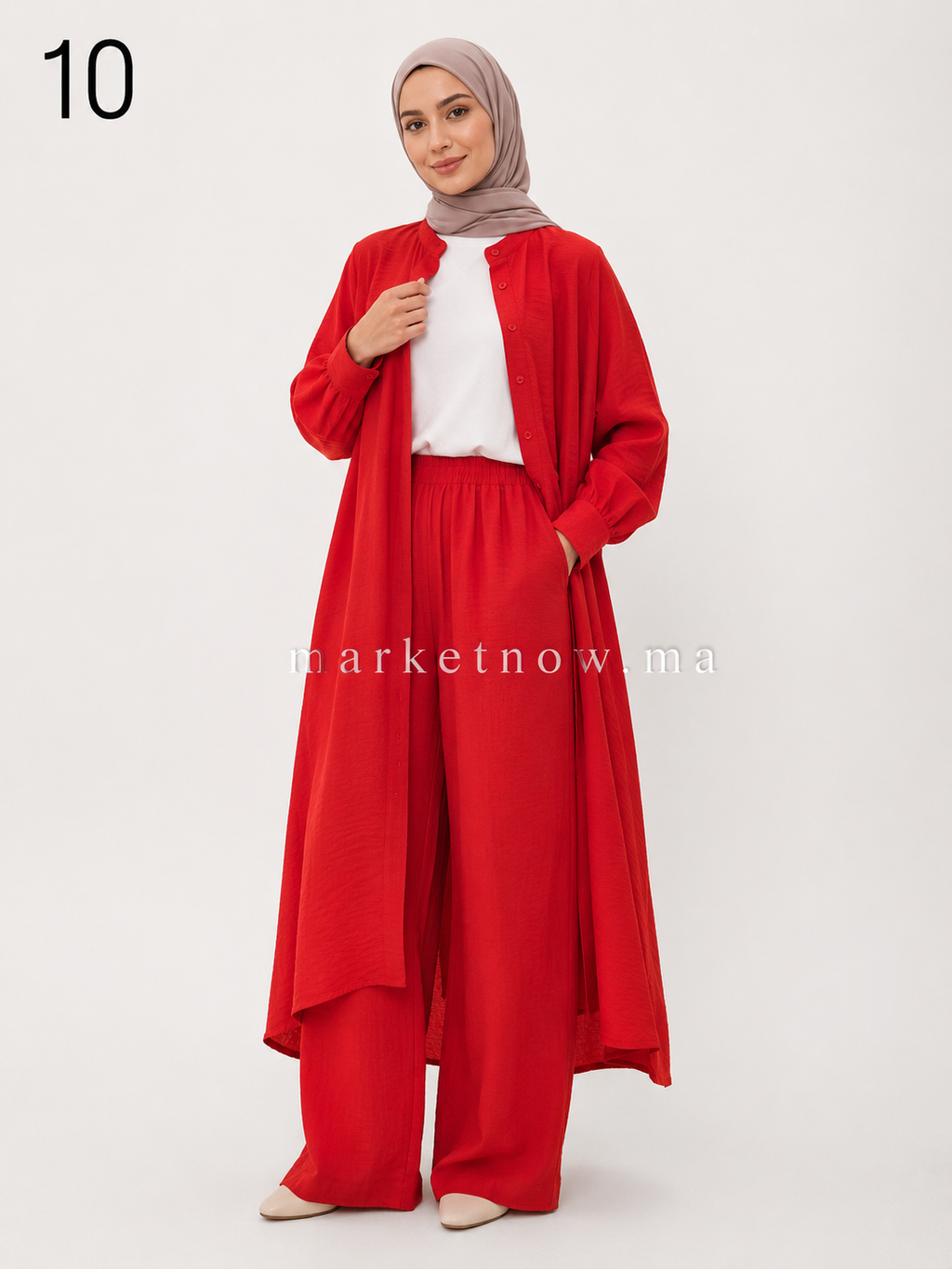 Ensemble Femme 3 Pièces Long en Lin – Élégant & Léger | Tailles S à XL