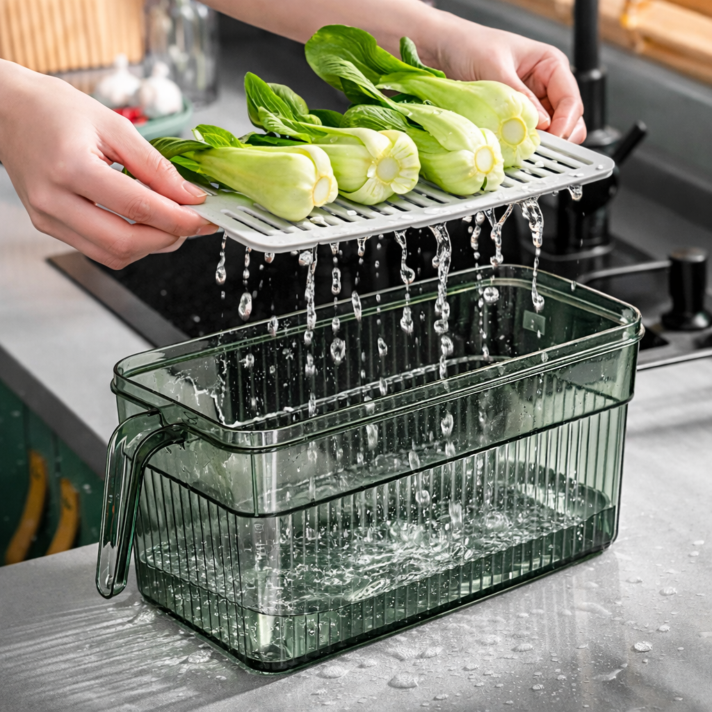 Pack 3 Boîtes de Rangement Frigo Hermétiques & Empilables – Minuterie Date + Plateau Égouttage + Poignée (PP/PET)