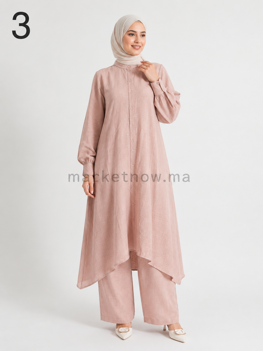 Ensemble Femme 3 Pièces Long en Lin – Élégant & Léger | Tailles S à XL