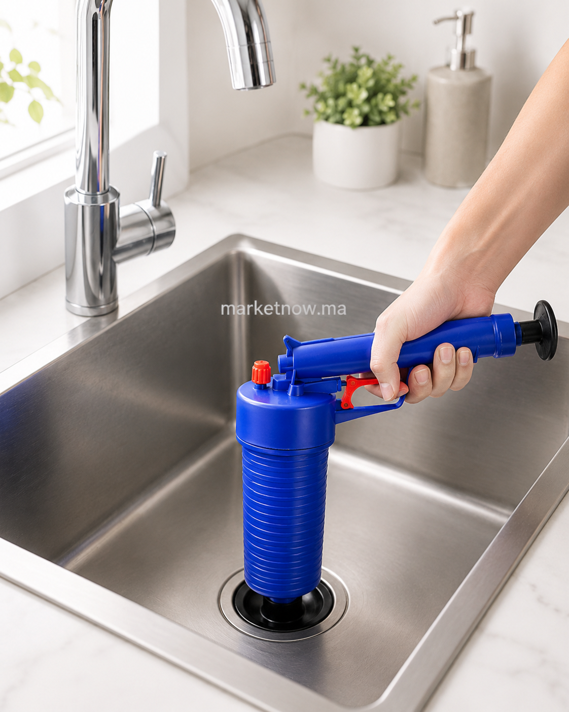 Déboucheur Manuel à Pression d’Air pour Évier, Lavabo et Toilettes