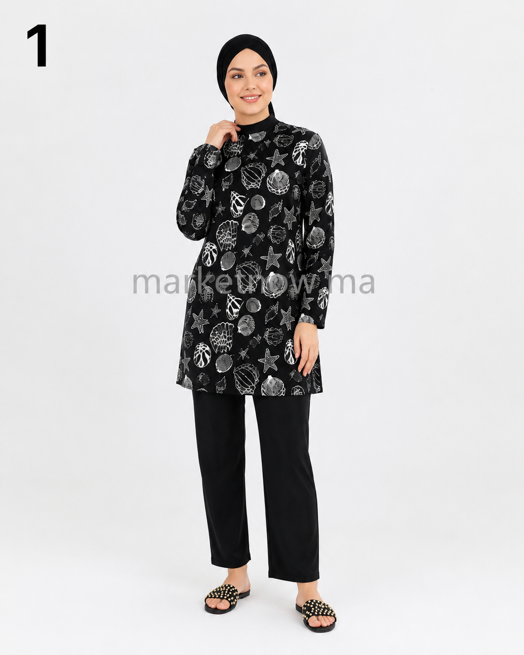 Burkini Femme 3 Pièces avec Robe, Pantalon et Bonnet – Tailles S à 2XL