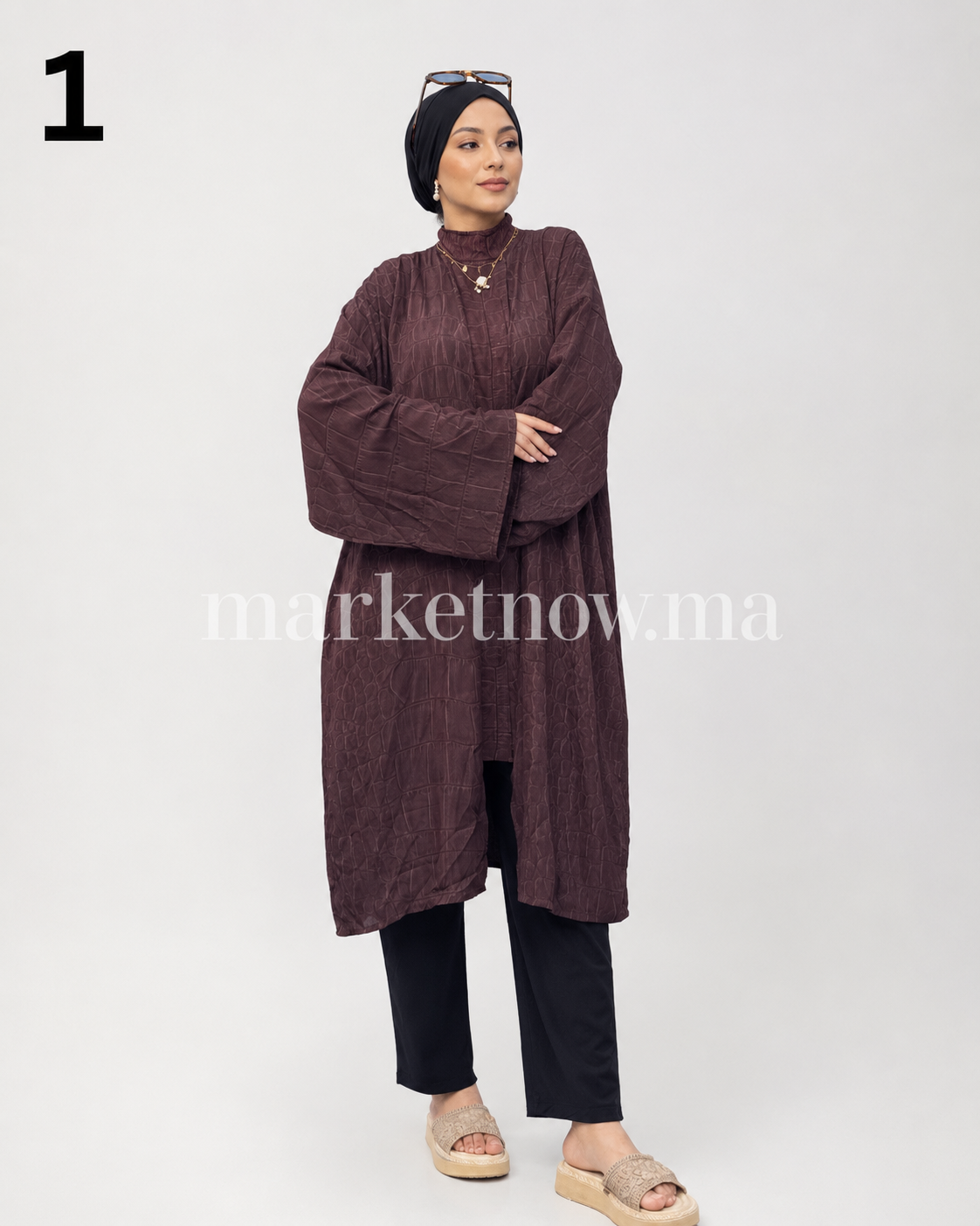 Burkini Femme 4 Pièces avec Hijab, Cache-Maillot et Pantalon – Tailles S à XXL