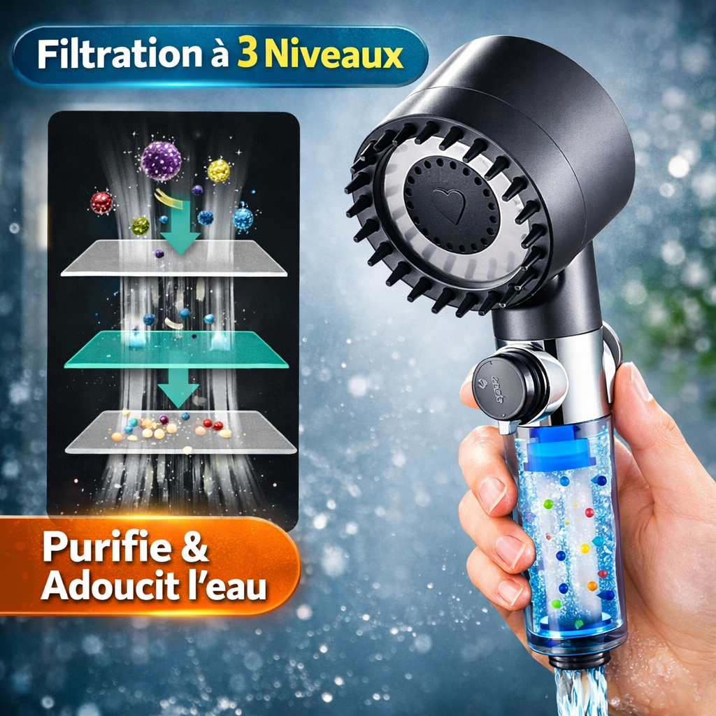 Pommeau de douche haute pression (avec filtration)
