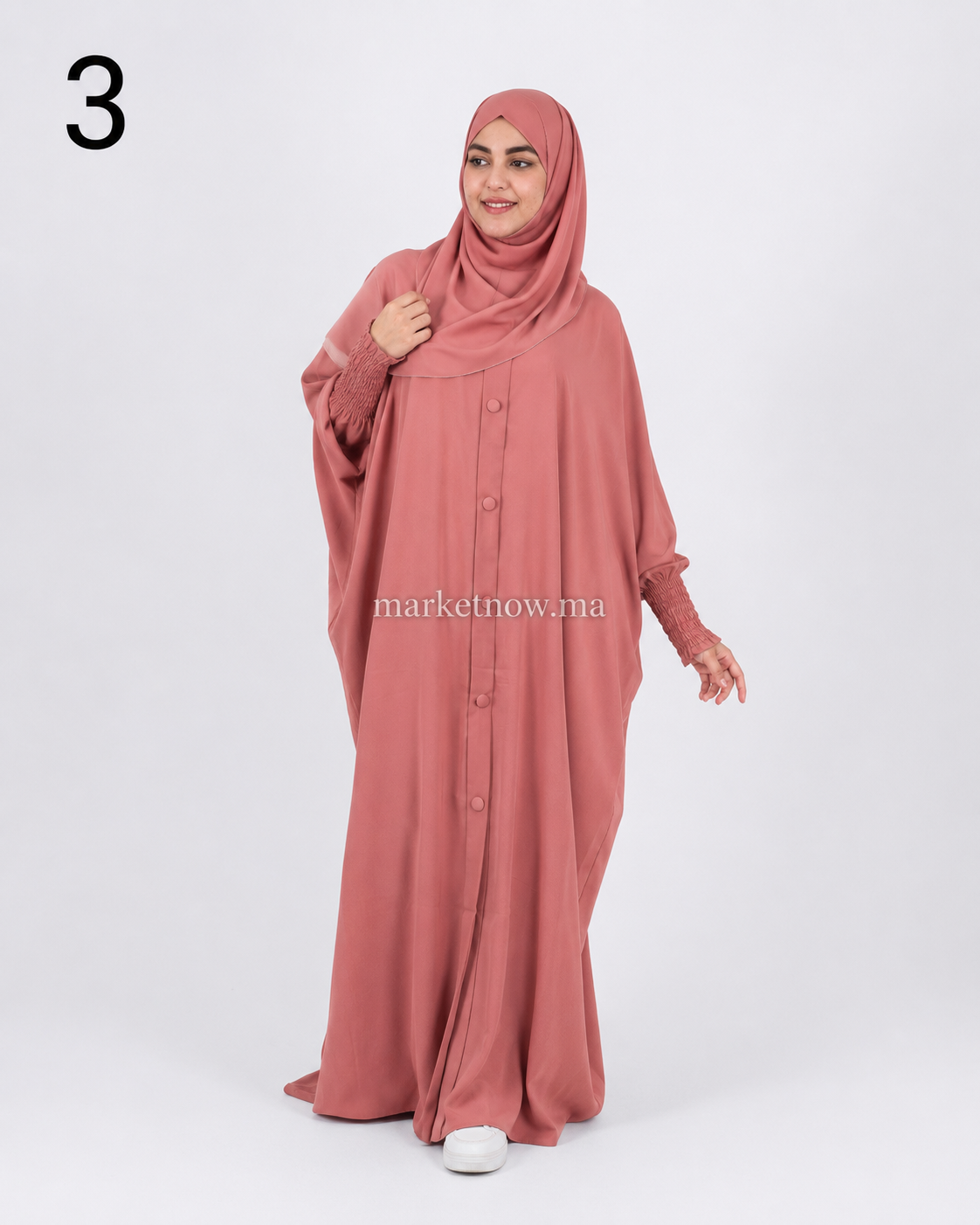 Abaya femme 2 pièces en crêpe premium avec foulard assorti