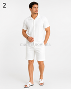Ensemble Homme en Crêpe – Chemise Manches Courtes + Short