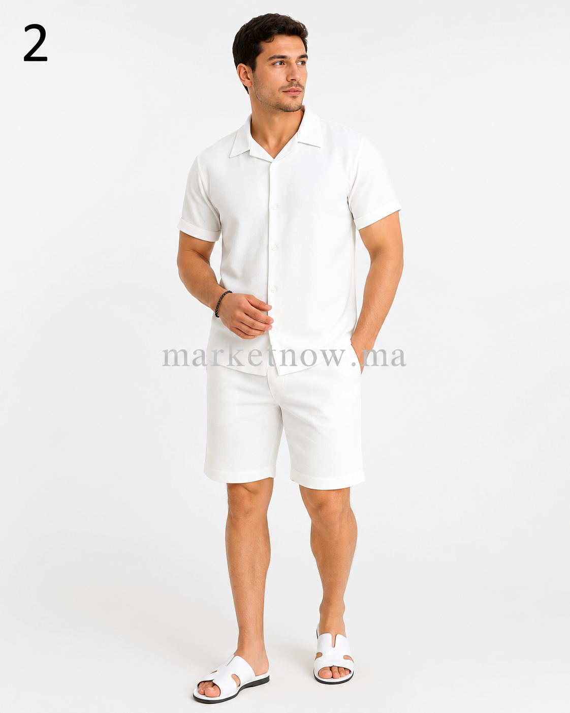 Ensemble Homme en Crêpe – Chemise Manches Courtes + Short