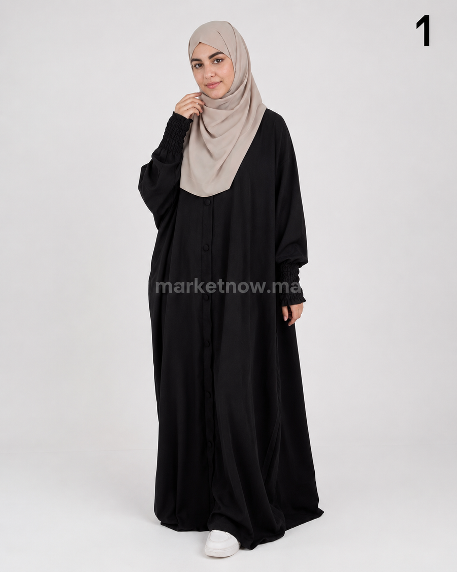 Abaya femme 2 pièces en crêpe premium avec foulard assorti
