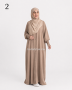 Abaya femme 2 pièces en crêpe premium avec foulard assorti