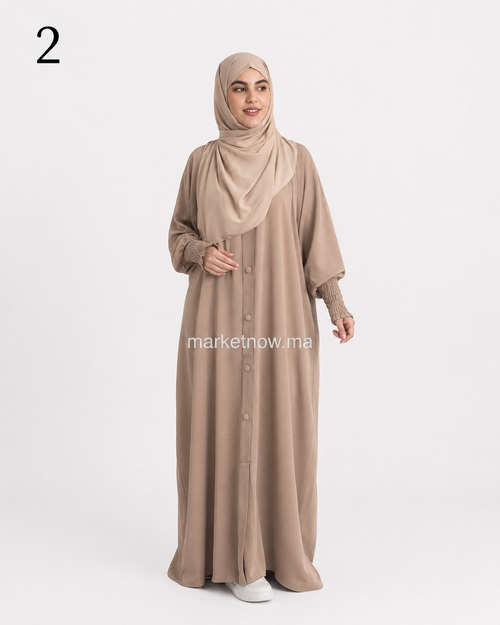 Abaya femme 2 pièces en crêpe premium avec foulard assorti