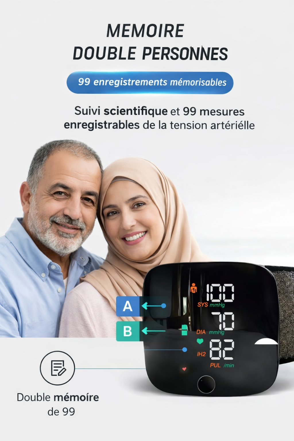 Tensiomètre de Poignet Rechargeable USB – Mesure Rapide & Écran Clair