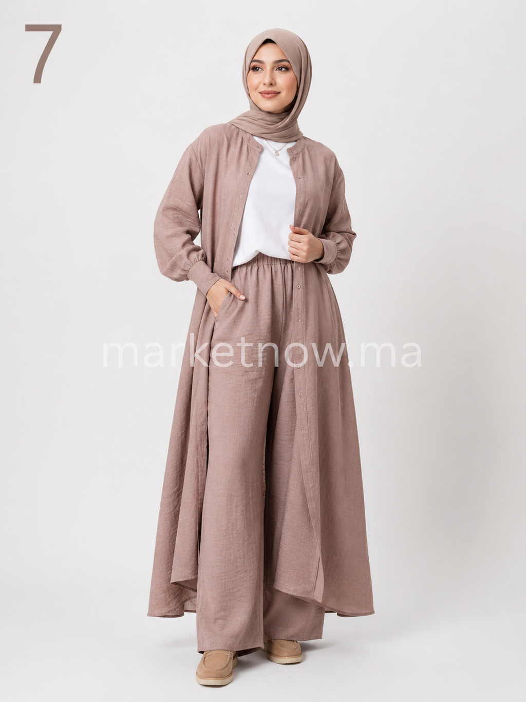 Ensemble Femme 3 Pièces Long en Lin – Élégant & Léger | Tailles S à XL