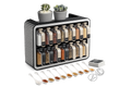 Organisateur d’Épices Mural 12 Bocaux (300 ml) – Support Autocollant + Poignées + Couvercles + 12 Cuillères