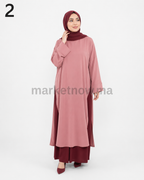 Ensemble Abaya Femme 3 Pièces Zahra en Crêpe – Gilet, Abaya Ouverte et Grand Foulard | L à 3XL