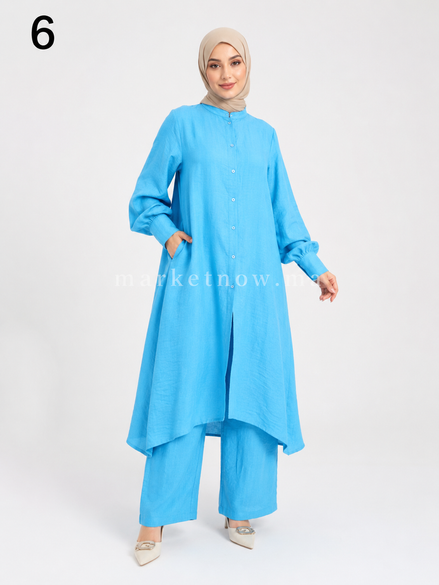 Ensemble Femme 3 Pièces Long en Lin – Élégant & Léger | Tailles S à XL