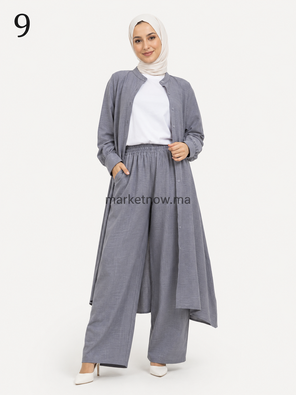 Ensemble Femme 3 Pièces Long en Lin – Élégant & Léger | Tailles S à XL