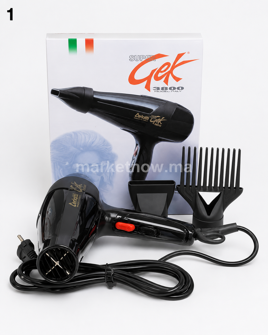 Sèche-cheveux professionnel Ceriotti Gek 3800 – Puissance 1700 à 1900 W
