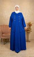 Ensemble en maille fine à cardigan long et jupe longue — Bleu roi