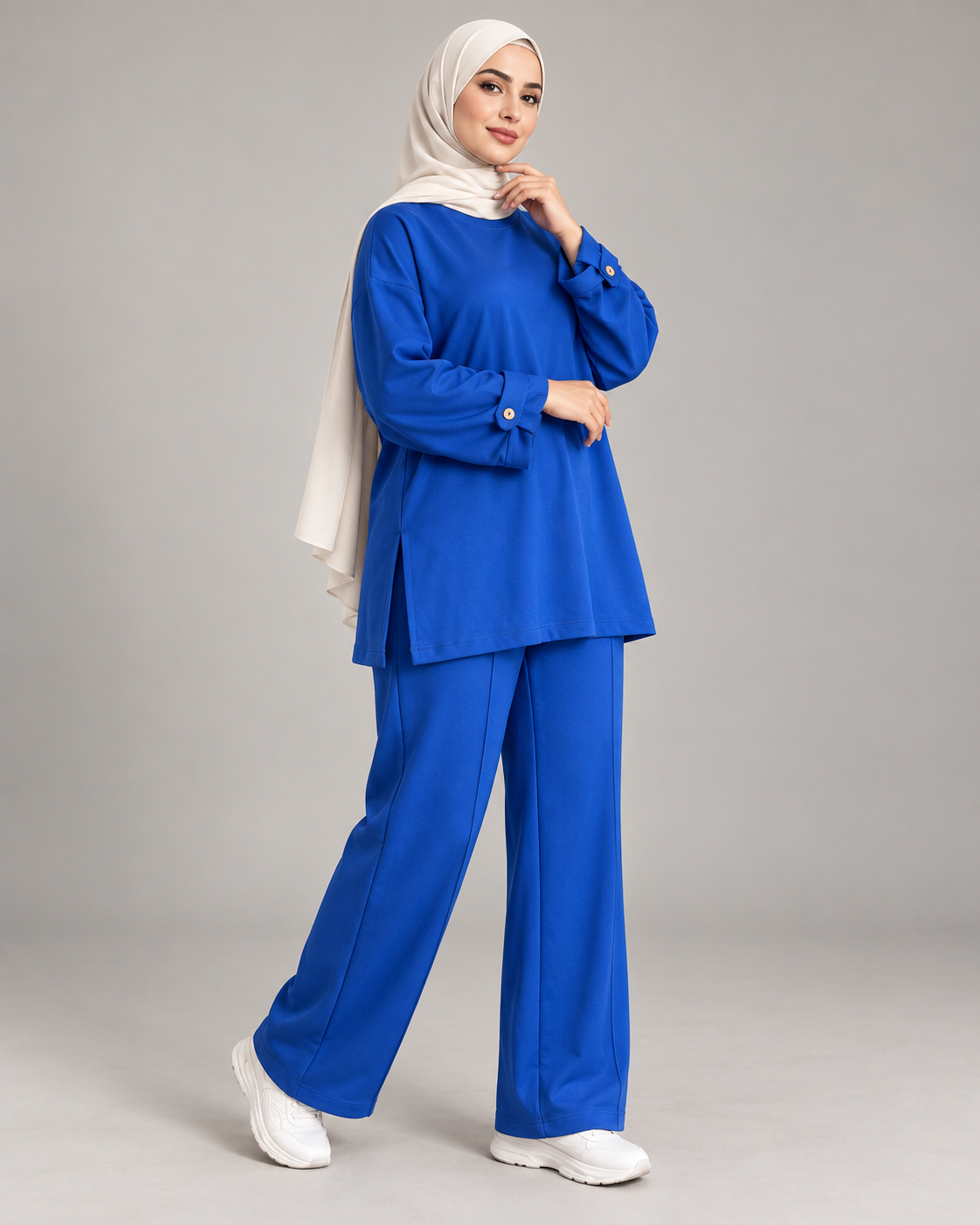 Survêtement A3 femme bleu en moutonné lycra turc – vue principale